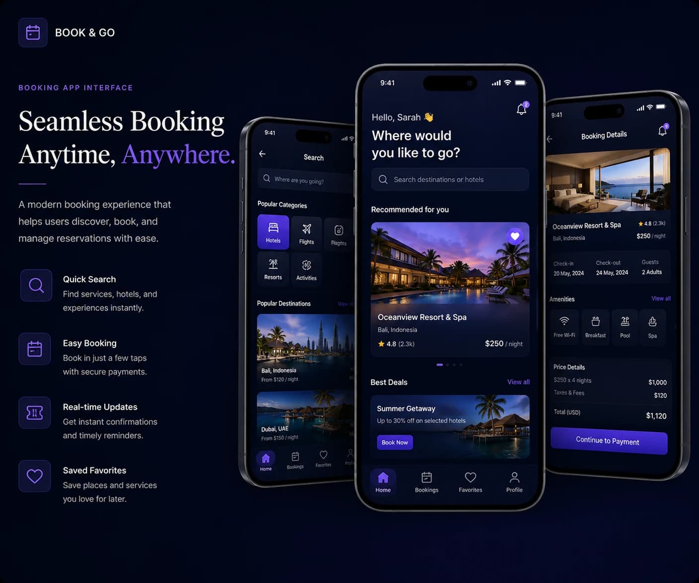 Mobile App Development - Booking app interface